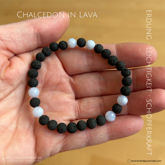 Edelsteinarmband Chalcedon in Lava