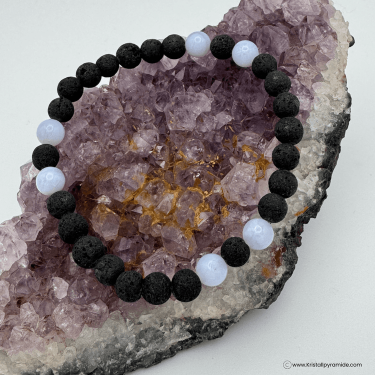 Edelsteinarmband Chalcedon in Lava
