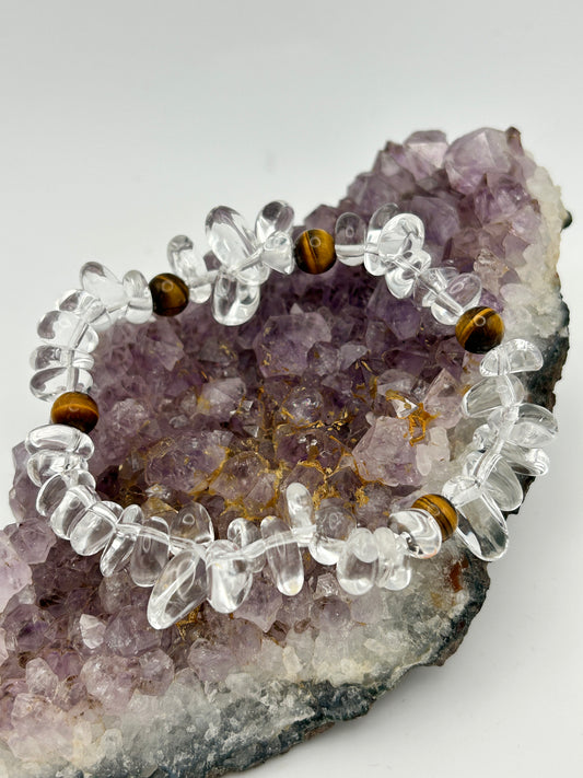 Edelsteinarmband Bergkristall mit Tigerauge
