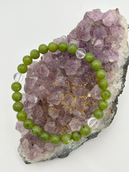 Edelsteinarmband Serpentin mit Bergkristall