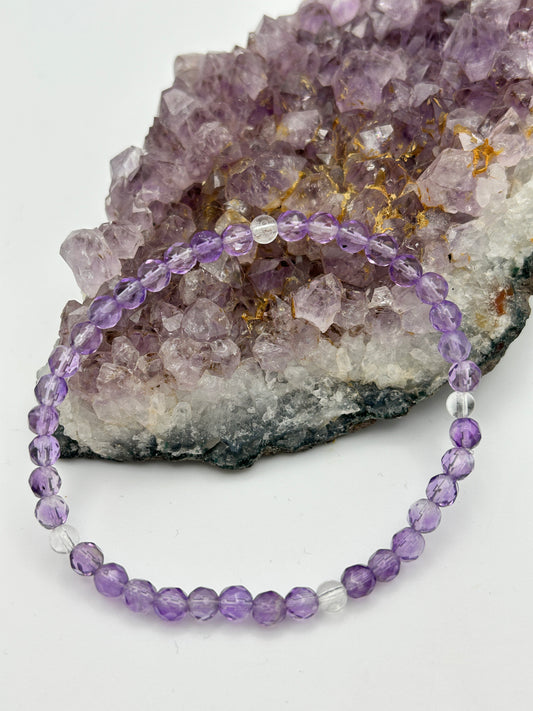 Edelsteinarmband Amethyst mit Bergkristall