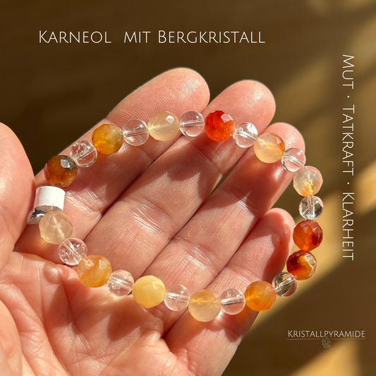 Edelsteinarmband Karneol mit Bergkristall