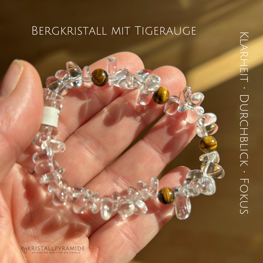Edelsteinarmband Bergkristall mit Tigerauge