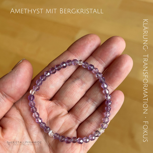 Edelsteinarmband Amethyst mit Bergkristall