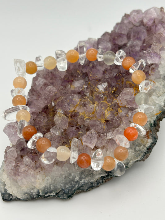 Edelsteinarmband Bergkristall mit Mondstein