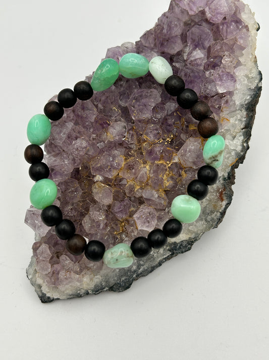 Armband aus Ebenholzperlen mit Chrysopas