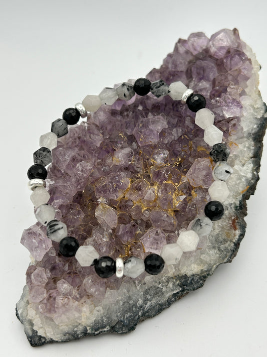 Edelsteinarmband Turmalinquarz mit schwarzem Turmalin
