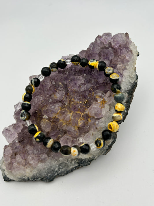 Edelsteinarmband Sunset Achat mit Bergkristall