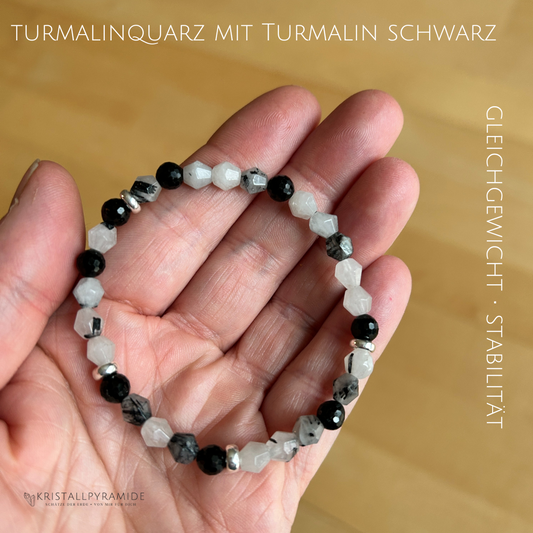 Edelsteinarmband Turmalinquarz mit schwarzem Turmalin