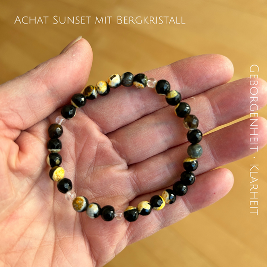Edelsteinarmband Sunset Achat mit Bergkristall