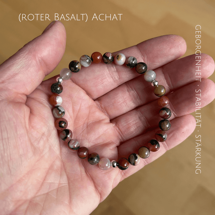 Edelsteinarmband (roter Basalt) Achat