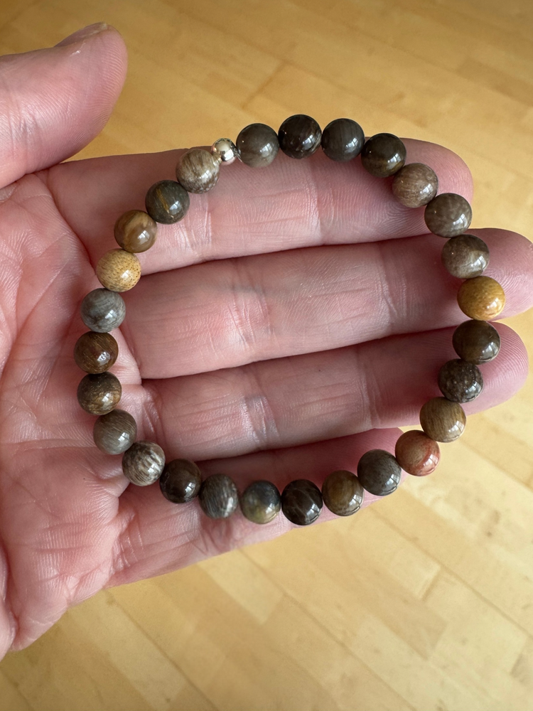 Edelsteinarmband versteinertes Holz 6mm