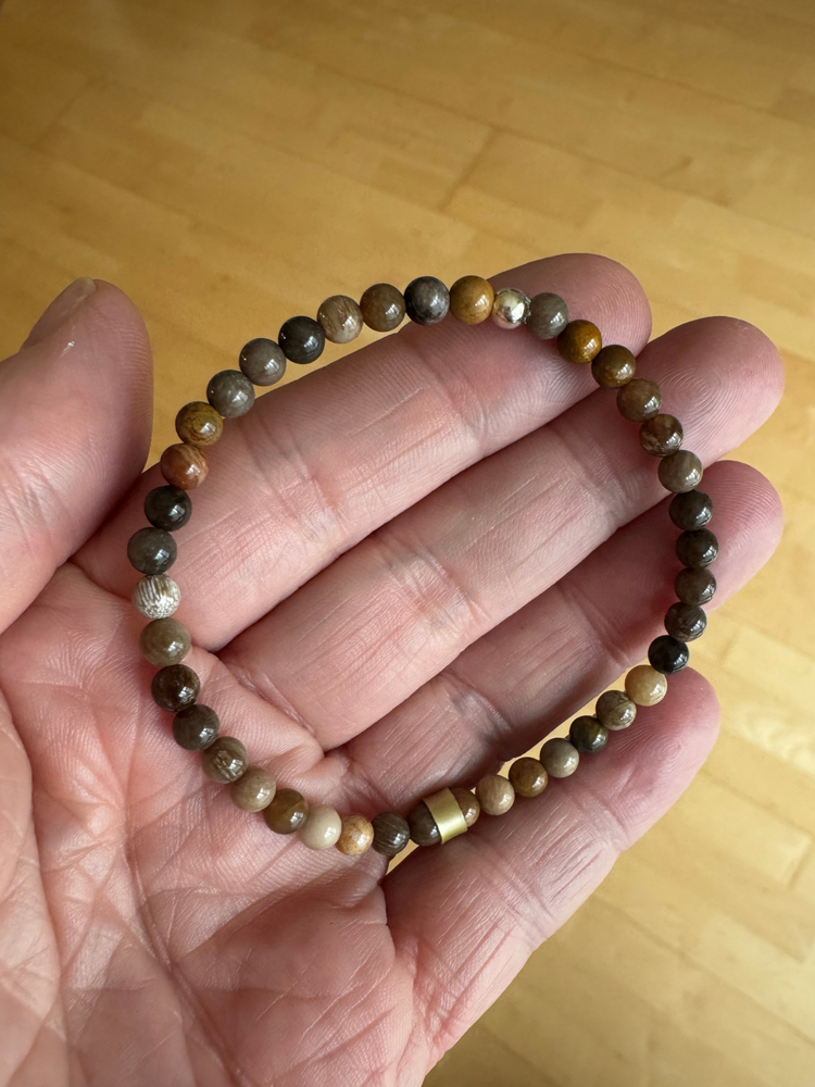 Edelsteinarmband versteinertes Holz 4mm